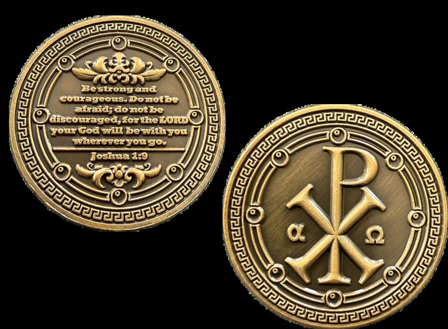 Front and back of the ViewHaven bronze coin
